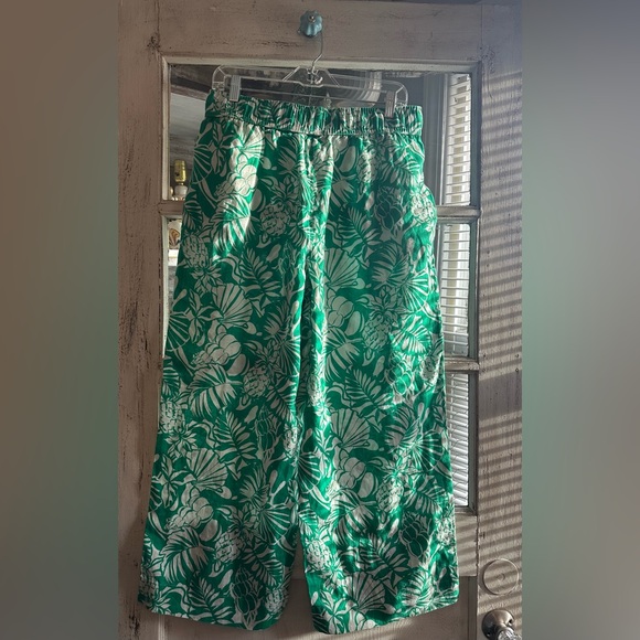 NWT Nicole Miller | Green Floral Wide-Leg Pants - Picture 7 of 7